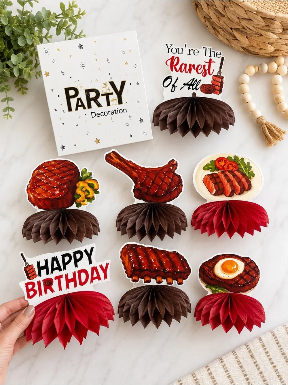New BBQ Birthday Party Decorations BBQ honeycomb party decorations 8 Piece